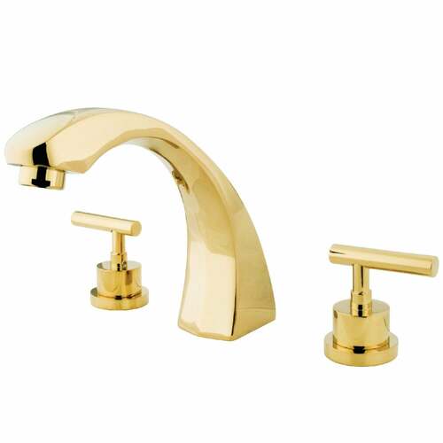 Kingston Brass KS4362CML Manhattan Two-Handle Deck Mount Roman Tub Faucet in Polished Brass