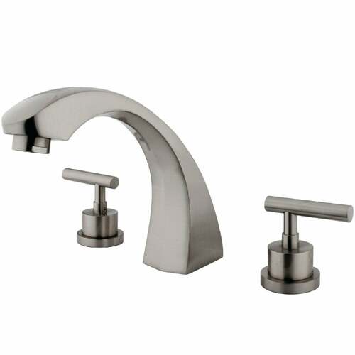 Kingston Brass KS4368CML Manhattan Brushed Nickel Two-Handle Deck Mount Roman Tub Faucet
