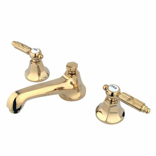 Kingston Brass KS4462GL Georgian Widespread Bathroom Faucet with Brass Pop-Up, Polished Brass