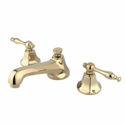Kingston Brass KS4462NL Naples Widespread Bathroom Faucet with Brass Pop-Up, Polished Brass