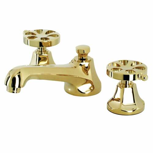 Kingston Brass KS4462RX Belknap Polished Brass Widespread Bathroom Faucet with Pop-Up