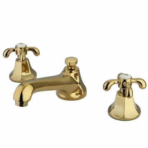 Kingston Brass KS4462TX French Country Widespread Bathroom Faucet with Brass Pop-Up, Polished Brass