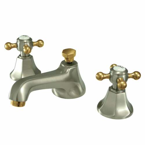Kingston Brass KS4469BX Metropolitan Widespread Bathroom Faucet, Brass Pop-Up, Brushed Nickel/Brass