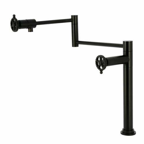 Kingston Brass KS4700CG Fuller Matte Black Deck Mount Pot Filler Faucet