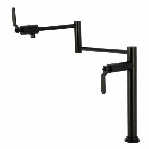 Kingston Brass KS4700KL Whitaker Matte Black Deck Mount Pot Filler Faucet