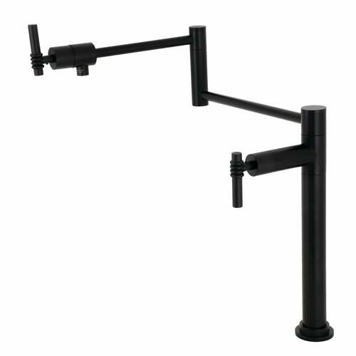Kingston Brass KS4700ML Milano Matte Black Deck Mount Pot Filler Faucet