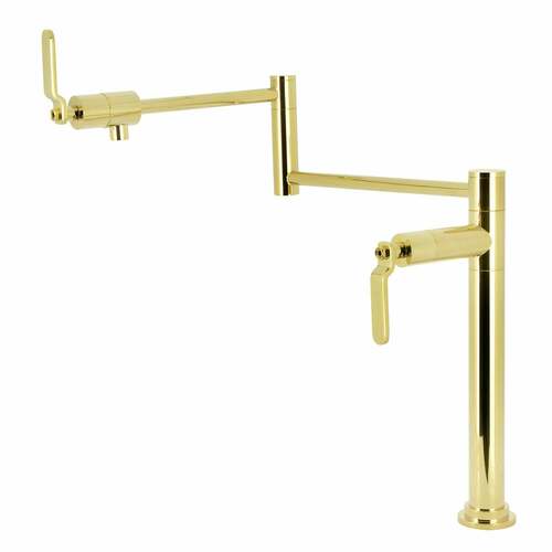 Kingston Brass KS4702KL Whitaker Polished Brass Deck Mount Pot Filler Faucet