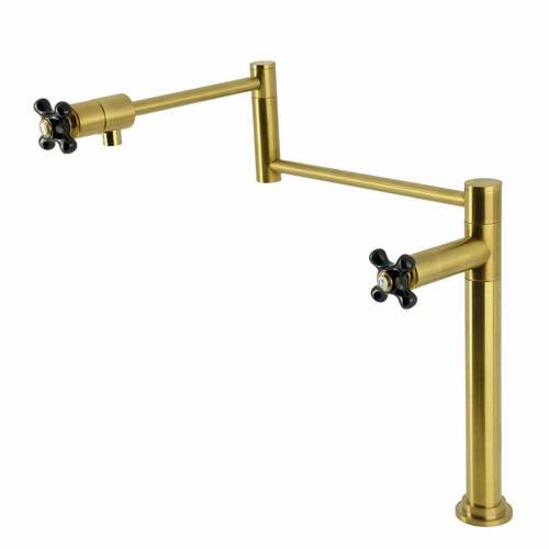 Kingston Brass KS4707PKX Duchess Brushed Brass Deck Mount Pot Filler Faucet