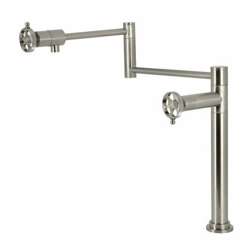 Kingston Brass KS4708RKZ Wendell Brushed Nickel Deck Mount Pot Filler Faucet with Knurled Handle