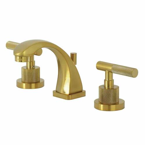 Kingston Brass KS4947KNL Convergent Widespread Bathroom Faucet, Knurled Handle, Brushed Brass