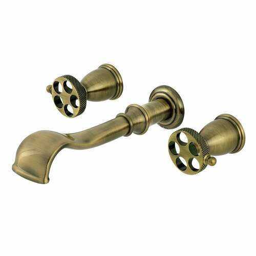 Kingston Brass KS5023RKX Webb Two-Handle Wall Mount Roman Tub Faucet, Antique Brass