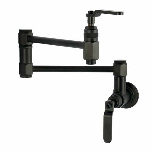 Kingston Brass KS5100KL Whitaker Matte Black Two-Handle Wall Mount Pot Filler Faucet