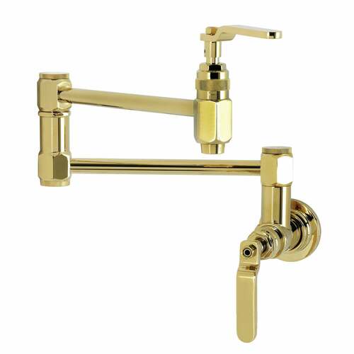 Kingston Brass KS5102KL Whitaker Polished Brass Wall Mount Pot Filler Faucet, Two-Handle