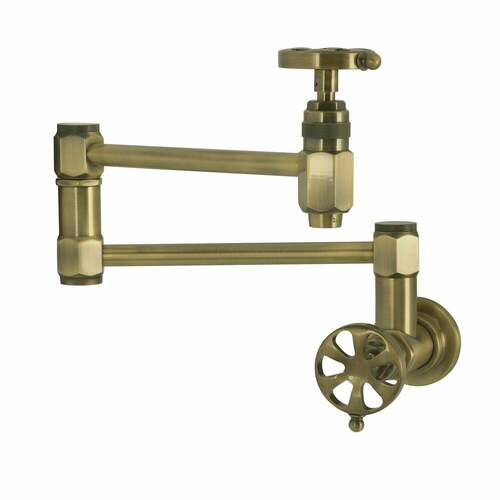 Kingston Brass KS5103RX Belknap Antique Brass Wall Mount Pot Filler Faucet