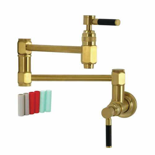 Kingston Brass KS5107DKL Kaiser Brushed Brass Two-Handle Wall Mount Pot Filler Faucet