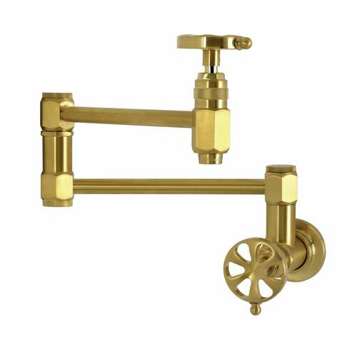 Kingston Brass KS5107RX Belknap Brushed Brass Wall Mount Pot Filler Faucet