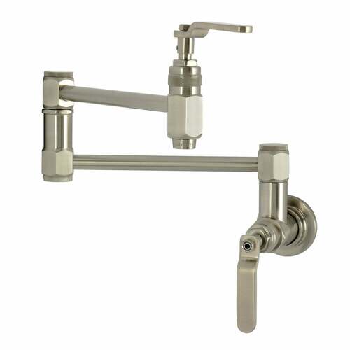 Kingston Brass KS5108KL Whitaker Brushed Nickel Two-Handle Wall Mount Pot Filler Faucet
