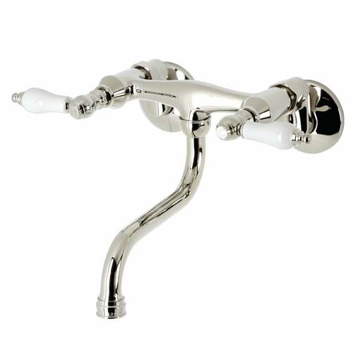 Kingston Brass KS516PN Kingston Double-Handle Wall Mount Bathroom Faucet, Polished Nickel