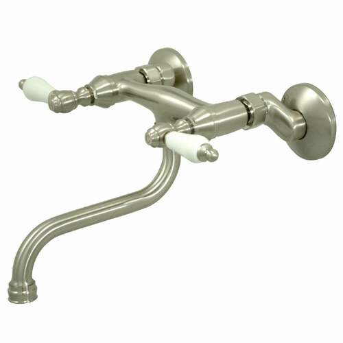 Kingston Brass KS516SN Kingston Double-Handle Wall Mount Bathroom Faucet, Brushed Nickel