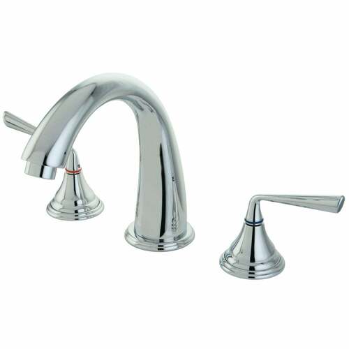 Kingston Brass KS5361ZL Silver Sage Polished Chrome Two-Handle Deck Mount Roman Tub Faucet