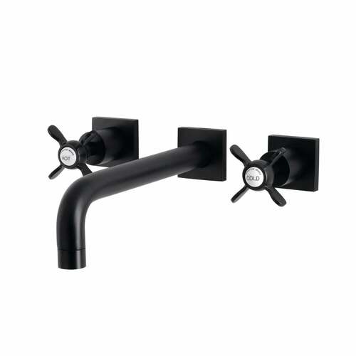 Kingston Brass KS6020BEX Essex Matte Black Two-Handle Wall Mount Roman Tub Faucet