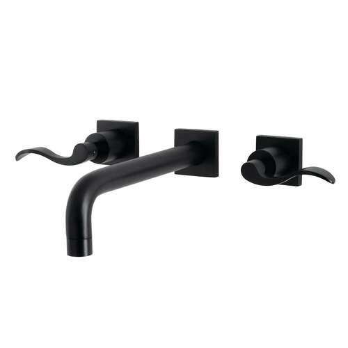Kingston Brass KS6020DFL NuWave Matte Black Two-Handle Wall Mount Roman Tub Faucet