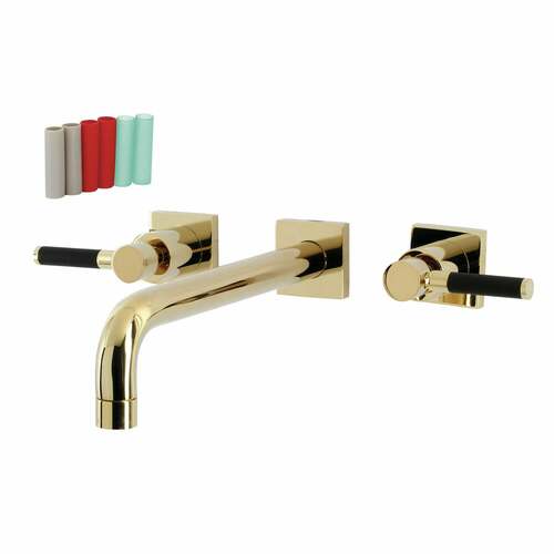 Kingston Brass KS6022DKL Kaiser Polished Brass Two-Handle Wall Mount Roman Tub Faucet