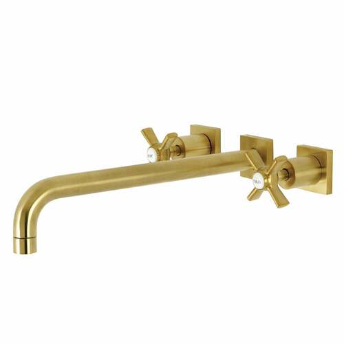Kingston Brass KS6047ZX Millennium Brushed Brass Two-Handle Wall Mount Roman Tub Faucet
