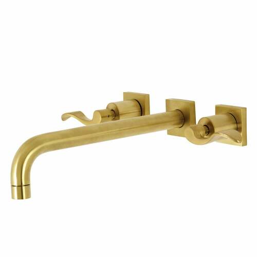 Kingston Brass KS6057DFL NuWave Brushed Brass Two-Handle Wall Mount Roman Tub Faucet