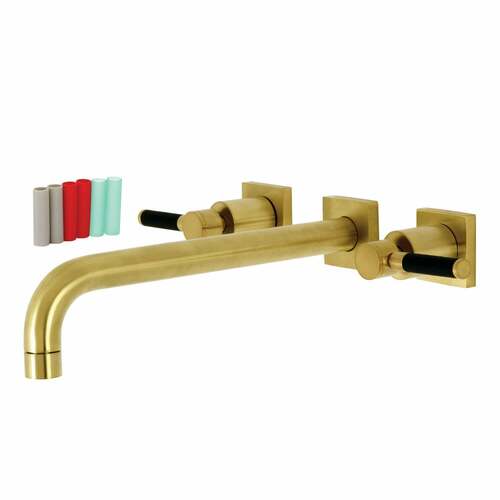 Kingston Brass KS6057DKL Kaiser Brushed Brass Two-Handle Wall Mount Roman Tub Faucet