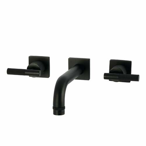 Kingston Brass KS6120KNL Convergent Matte Black Double-Handle Wall Mount Bathroom Faucet