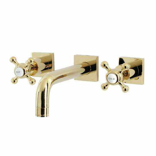 Kingston Brass KS6122BX Metropolitan Double-Handle Wall Mount Bathroom Faucet, Polished Brass