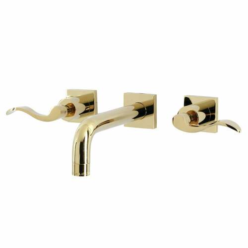 Kingston Brass KS6122DFL NuWave Double-Handle Wall Mount Bathroom Faucet, Polished Brass