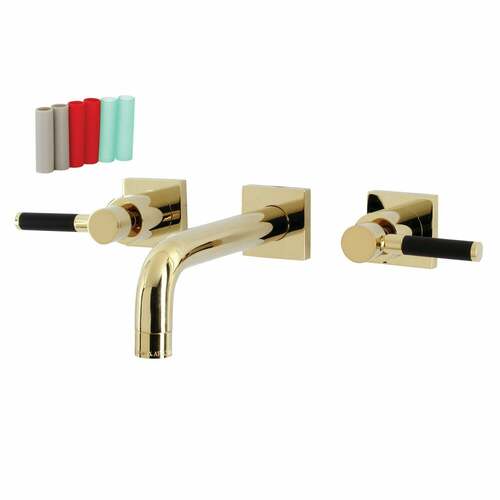 Kingston Brass KS6122DKL Kaiser Double-Handle Wall-Mount Bathroom Faucet, Polished Brass
