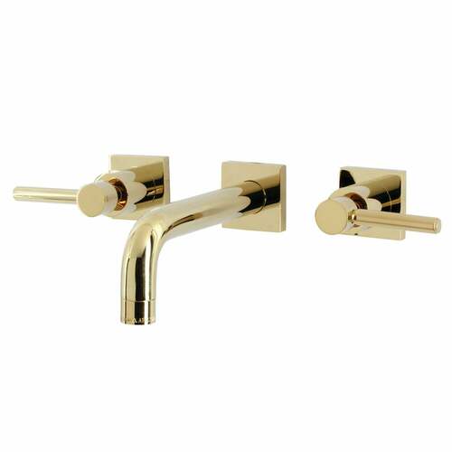 Kingston Brass KS6122DL Concord Double-Handle Wall-Mount Bathroom Faucet, Polished Brass