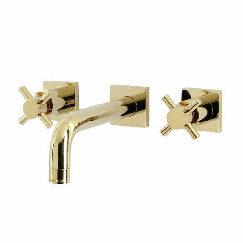Kingston Brass KS6122DX Concord Double-Handle Wall Mount Bathroom Faucet in Polished Brass