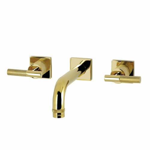 Kingston Brass KS6122KNL Convergent Double-Handle Wall Mount Bathroom Faucet, Polished Brass