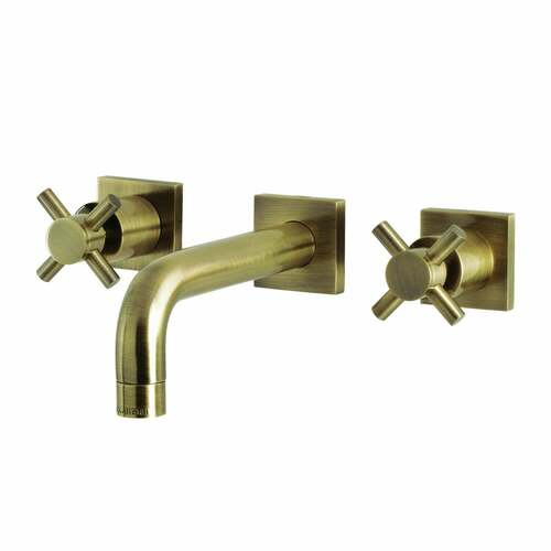 Kingston Brass KS6123DX Concord Antique Brass Double-Handle Wall Mount Bathroom Faucet