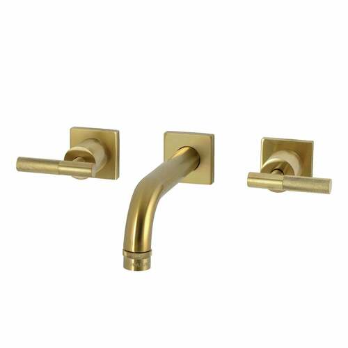 Kingston Brass KS6127KNL Convergent Double-Handle 3-Hole Wall Mount Faucet, Brushed Brass
