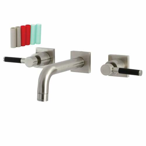 Kingston Brass KS6128DKL Kaiser Brushed Nickel Double-Handle Wall Mount Bathroom Faucet