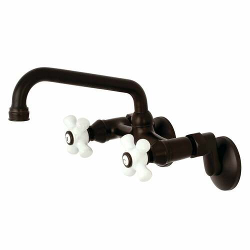 Kingston Brass KS613ORB Kingston Double-Handle Wall-Mount Kitchen Faucet, Oil Rubbed Bronze