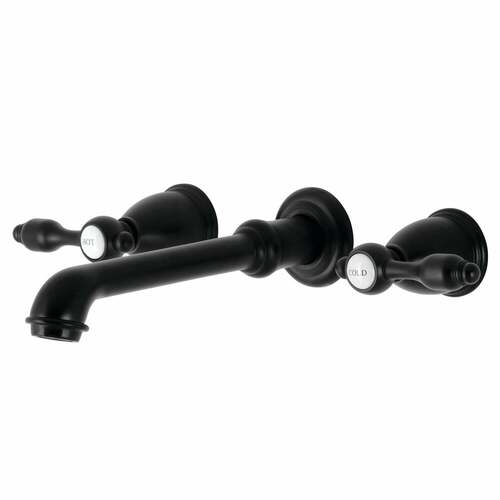 Kingston Brass KS7020BAL Heirloom Matte Black Two-Handle Wall Mount Roman Tub Faucet