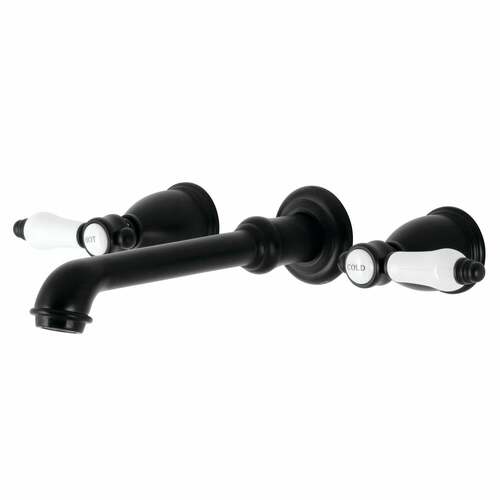 Kingston Brass KS7020BPL Bel-Air Matte Black Two-Handle Wall Mount Roman Tub Faucet