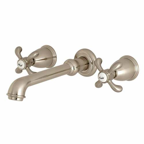 Kingston Brass KS7028TX French Country Two-Handle Wall-Mount Tub Faucet, Brushed Nickel
