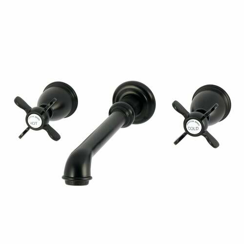 Kingston Brass KS7120BEX Essex Matte Black Double-Handle Wall Mount Bathroom Faucet