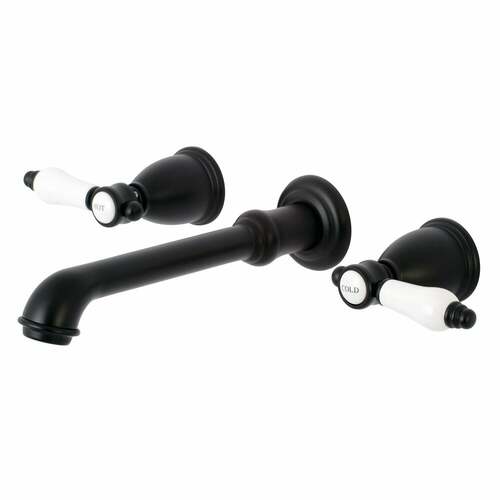 Kingston Brass KS7120BPL Bel-Air Matte Black Double-Handle Wall Mount Bathroom Faucet