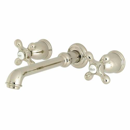Kingston Brass KS7126AX English Country Double-Handle Wall-Mount Faucet, Polished Nickel