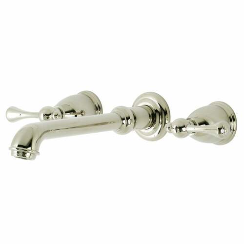 Kingston Brass KS7126BL English Country Double-Handle Wall Mount Faucet, Polished Nickel