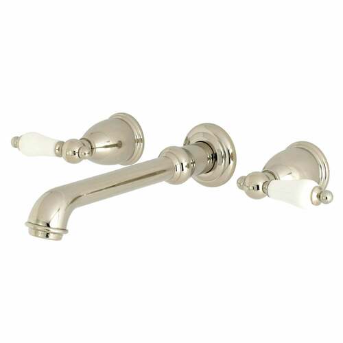 Kingston Brass KS7126PL English Country Double-Handle Wall-Mount Faucet, Polished Nickel