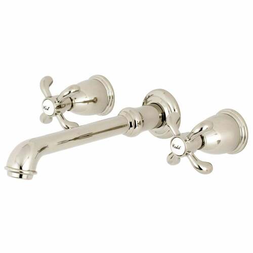 Kingston Brass KS7126TX French Country Double-Handle Wall Mount Faucet, Polished Nickel